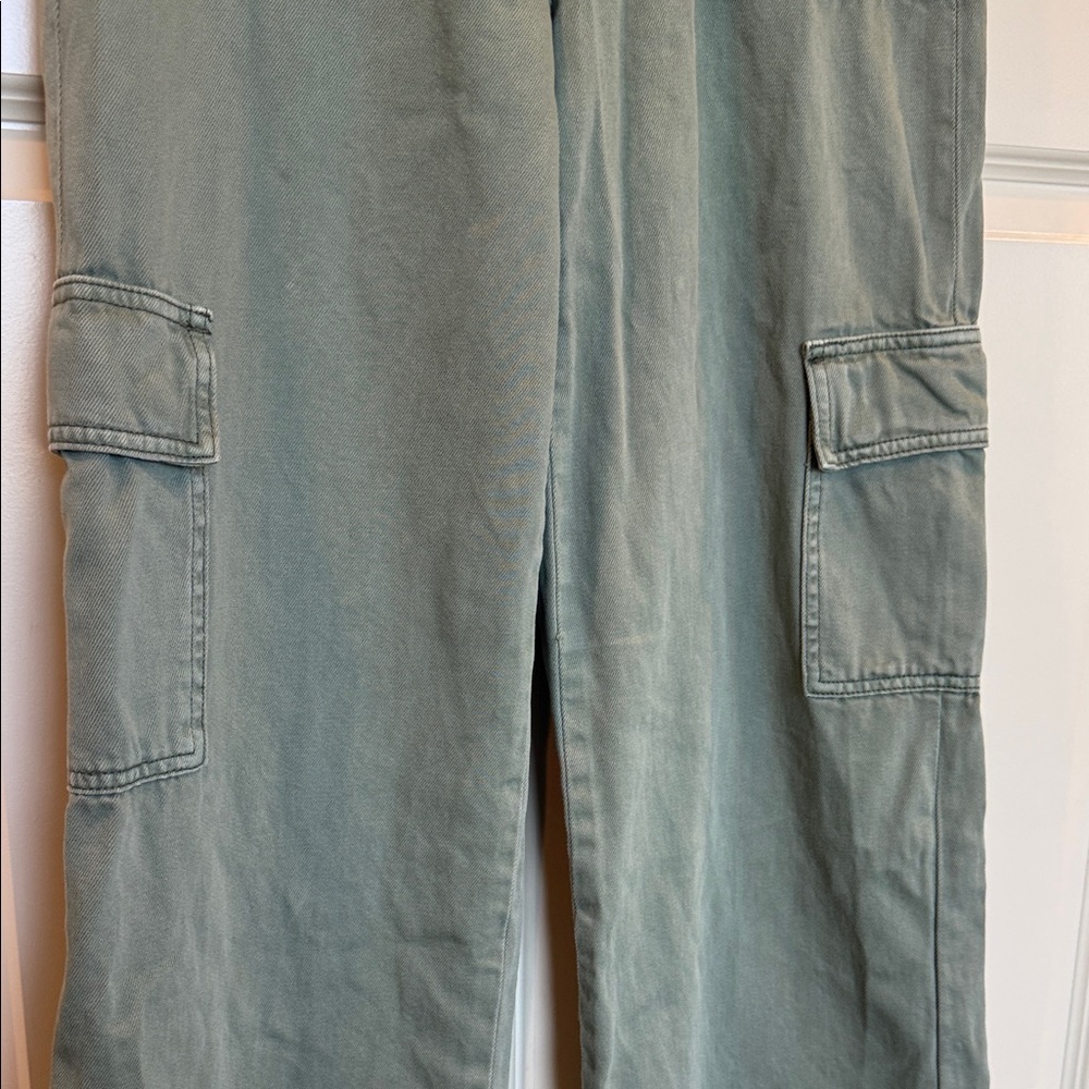 Vervet high Rise Army Olive Green Utility Pants Cargo Wide-Leg Jeans 27 - Picture 5 of 7
